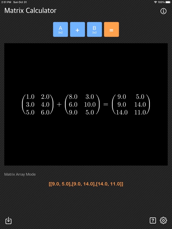 Matrix_Calc_Plus iPadOS App Screenshot 1