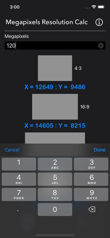 Megapixels_Resolution_Calc iOS App Screenshot 3