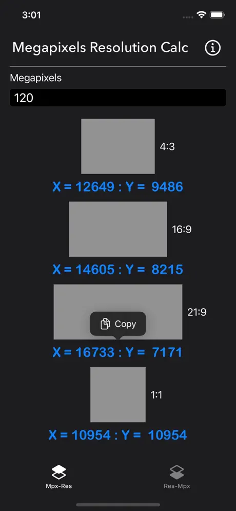 Megapixels_Resolution_Calc iOS App Screenshot 4