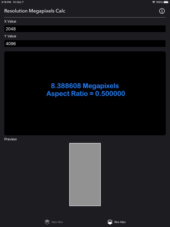 Megapixels_Resolution_Calc iPadOS App Screenshot 10