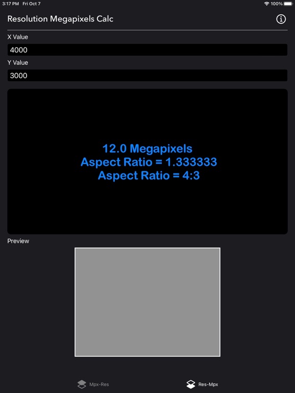 Megapixels_Resolution_Calc iPadOS App Screenshot 2