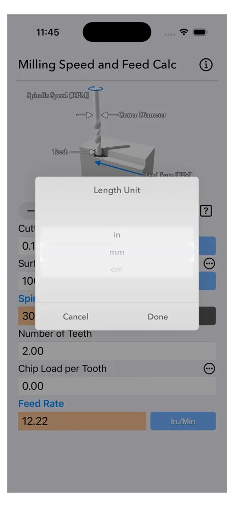 Milling_Speed_and_Feed_Calc iOS App Screenshot 4