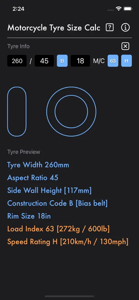 Motorcycle_Tyre_Size_Calc iOS App Screenshot 6
