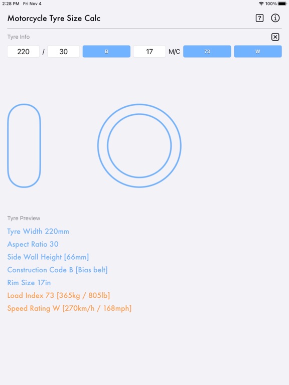 Motorcycle_Tyre_Size_Calc iPadOS App Screenshot 7