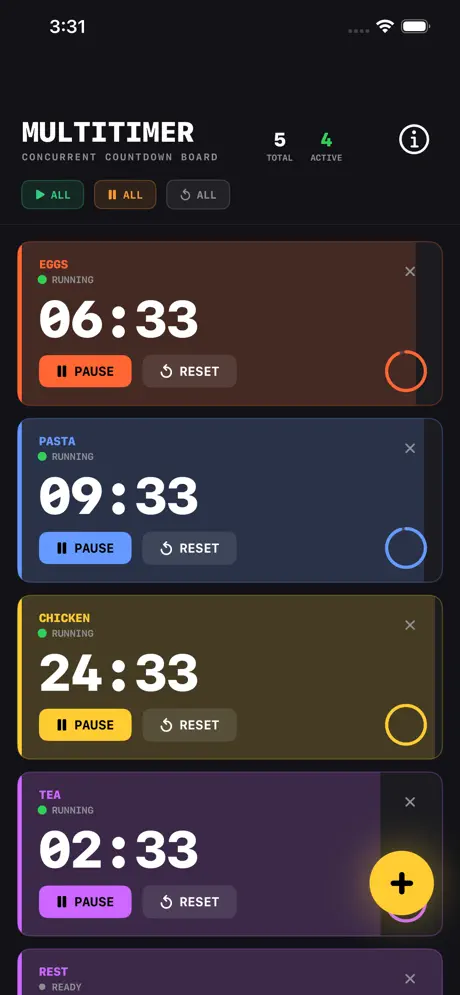 MultiTimer_Countdown_Board iOS App Screenshot 1