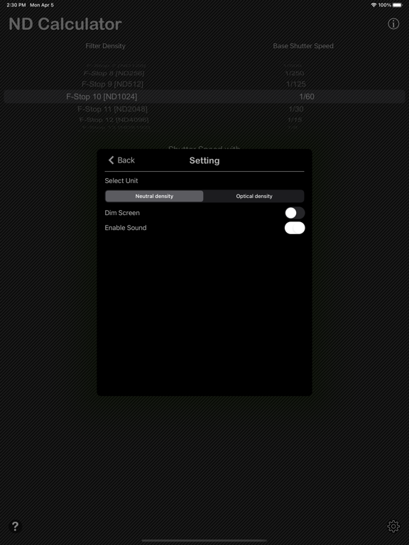 Neutral_Density_Calculator iPadOS App Screenshot 3