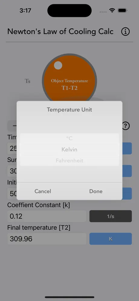 Newton_s_Law_of_Cooling_Calc iOS App Screenshot 2