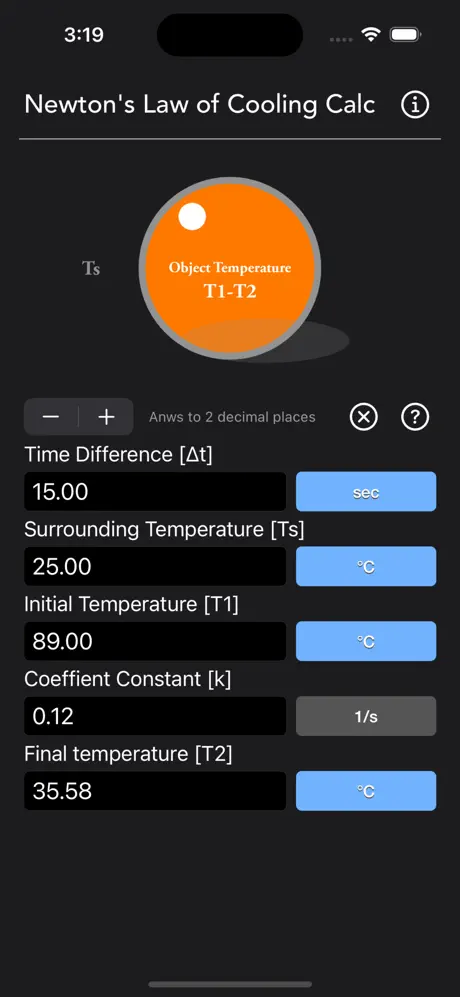 Newton_s_Law_of_Cooling_Calc iOS App Screenshot 6