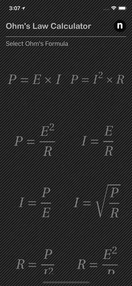 Ohm_Law_Calculator iOS App Screenshot 1