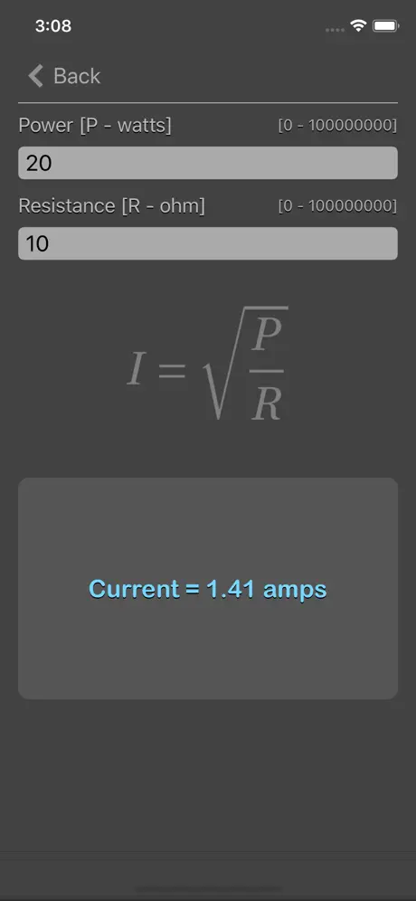 Ohm_Law_Calculator iOS App Screenshot 3