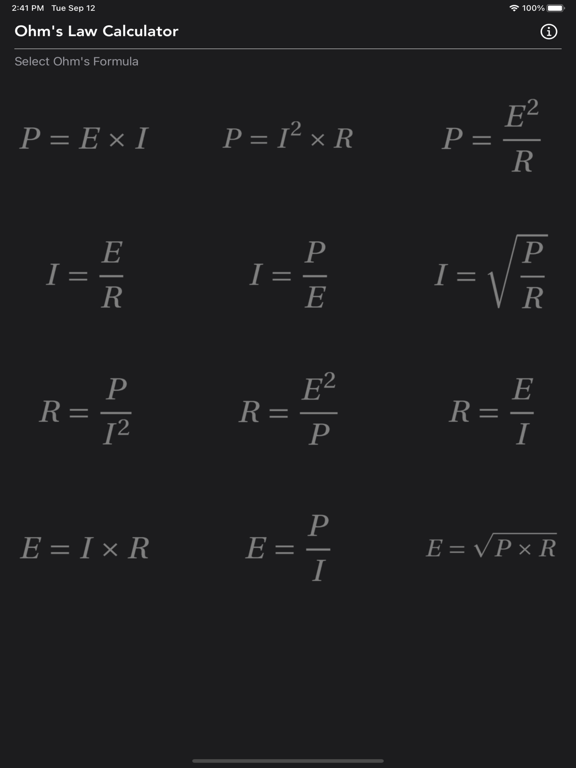 Ohm_Law_Calculator iPadOS App Screenshot 1