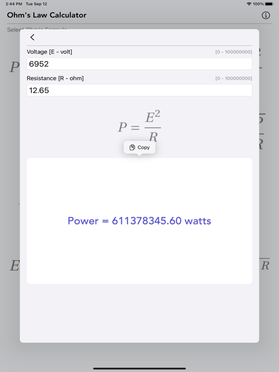 Ohm_Law_Calculator iPadOS App Screenshot 10