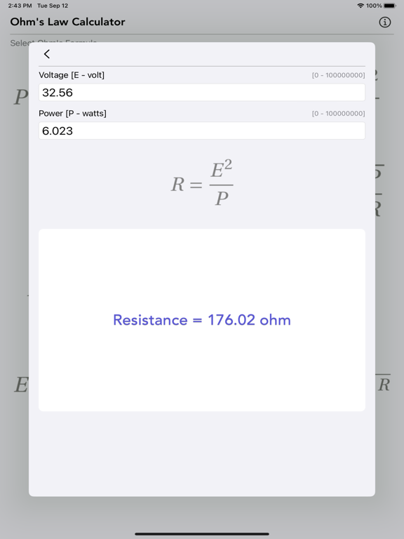 Ohm_Law_Calculator iPadOS App Screenshot 7