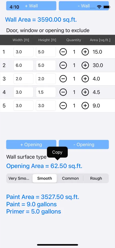 Paint_Calculator_Plus iOS App Screenshot 2