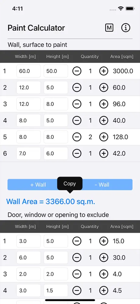 Paint_Calculator_Plus iOS App Screenshot 4