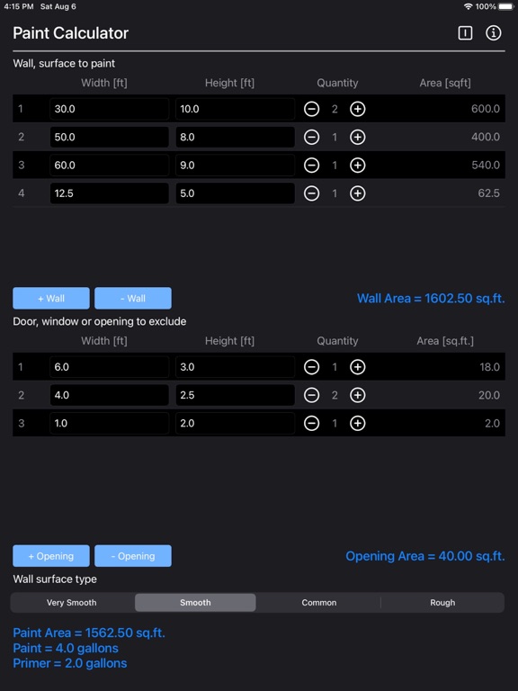 Paint_Calculator_Plus iPadOS App Screenshot 1