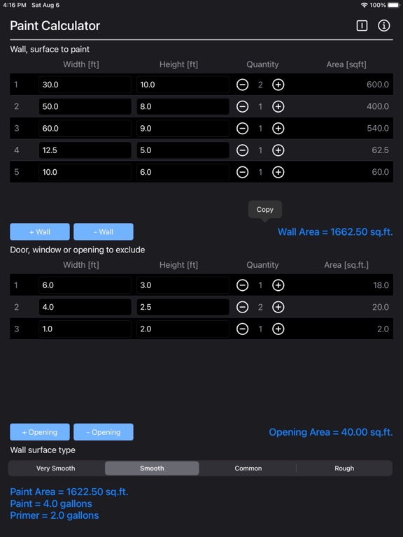 Paint_Calculator_Plus iPadOS App Screenshot 2