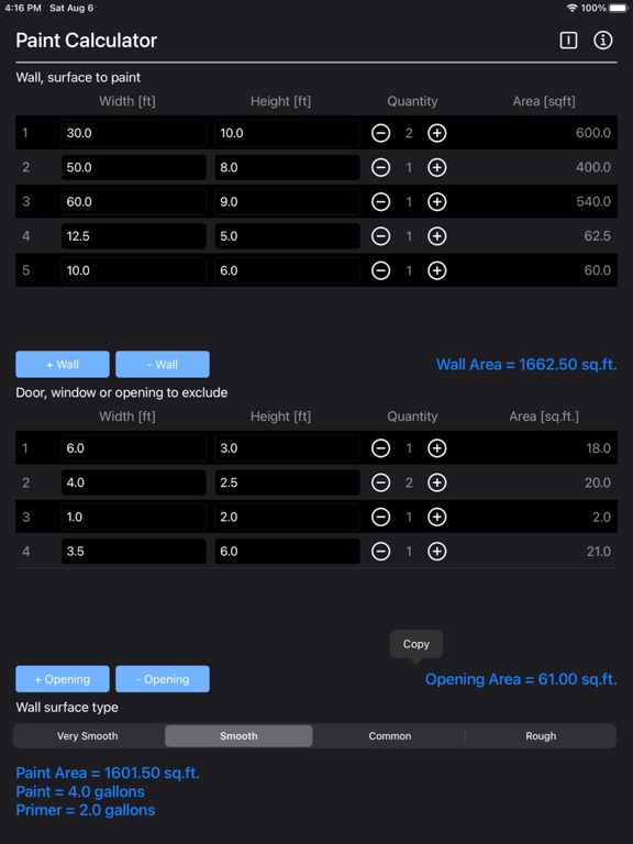 Paint_Calculator_Plus iPadOS App Screenshot 3