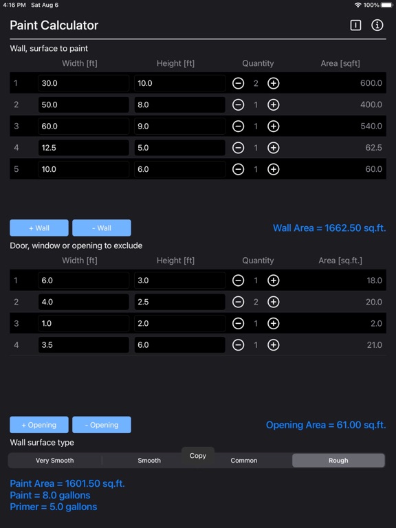 Paint_Calculator_Plus iPadOS App Screenshot 4