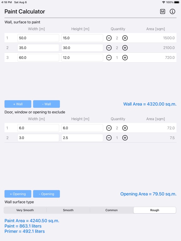 Paint_Calculator_Plus iPadOS App Screenshot 9
