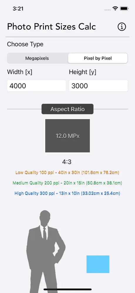Photo_Print_Sizes_Calculator iOS App Screenshot 3