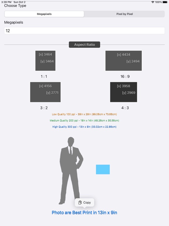 Photo_Print_Sizes_Calculator iPadOS App Screenshot 2