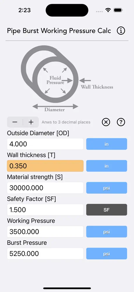 Pipe_Working_Pressure_Calc iOS App Screenshot 5