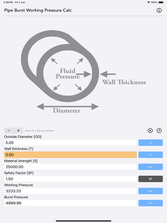 Pipe_Working_Pressure_Calc iPadOS App Screenshot 4