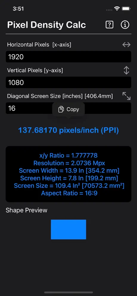 Pixel_Density_Calculator iOS App Screenshot 5