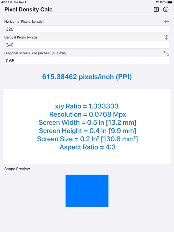 Pixel_Density_Calculator iPadOS App Screenshot 6