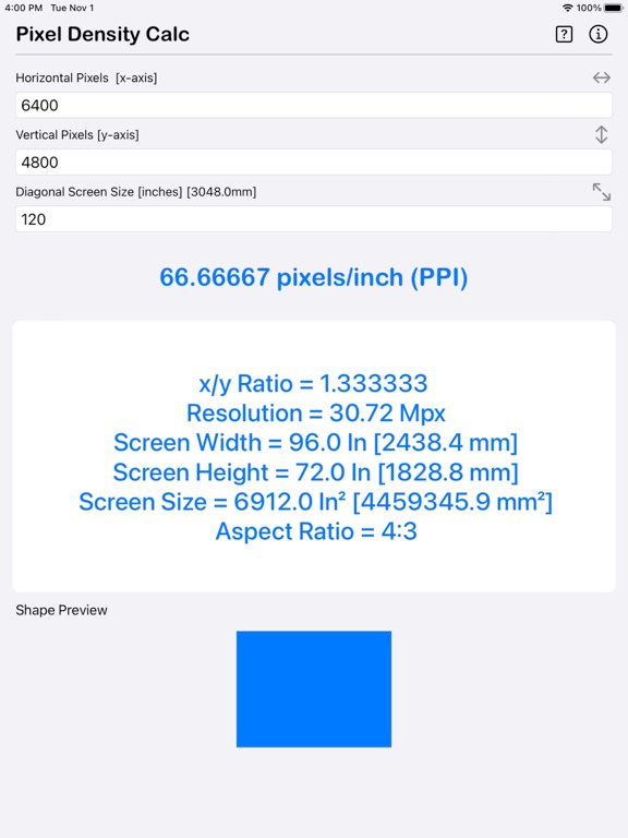 Pixel_Density_Calculator iPadOS App Screenshot 8