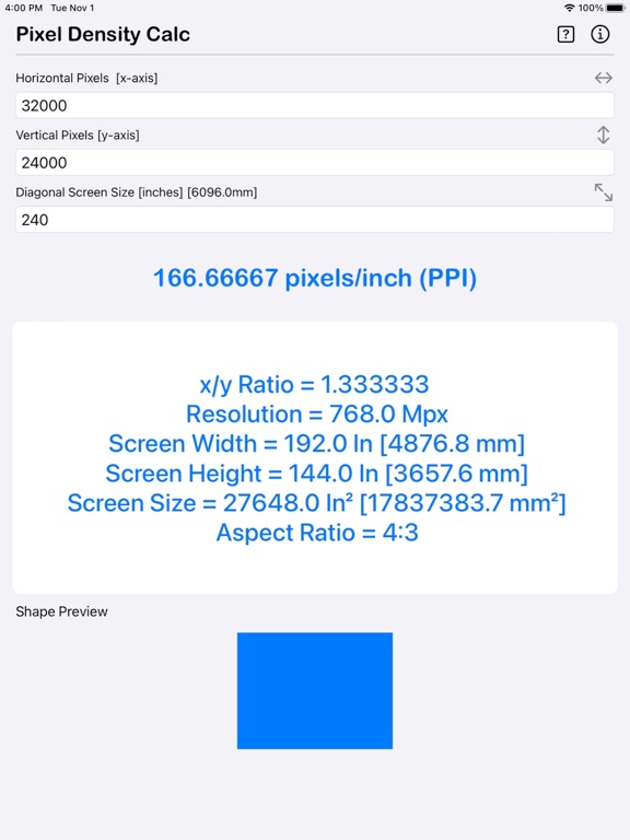 Pixel_Density_Calculator iPadOS App Screenshot 9