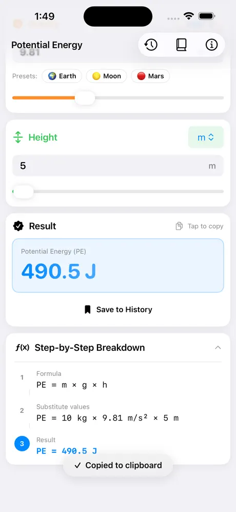 Potential_Energy_Calculator iOS App Screenshot 2