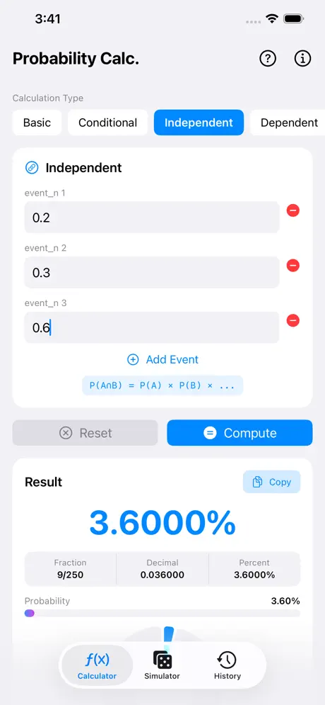 Probability_Calculator_Plus iOS App Screenshot 2