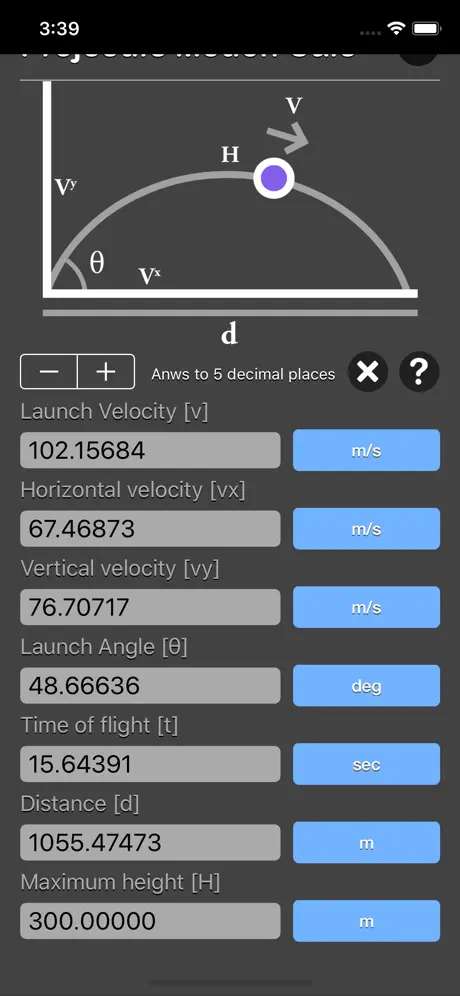 Projectile_Motion_Calc iOS App Screenshot 5