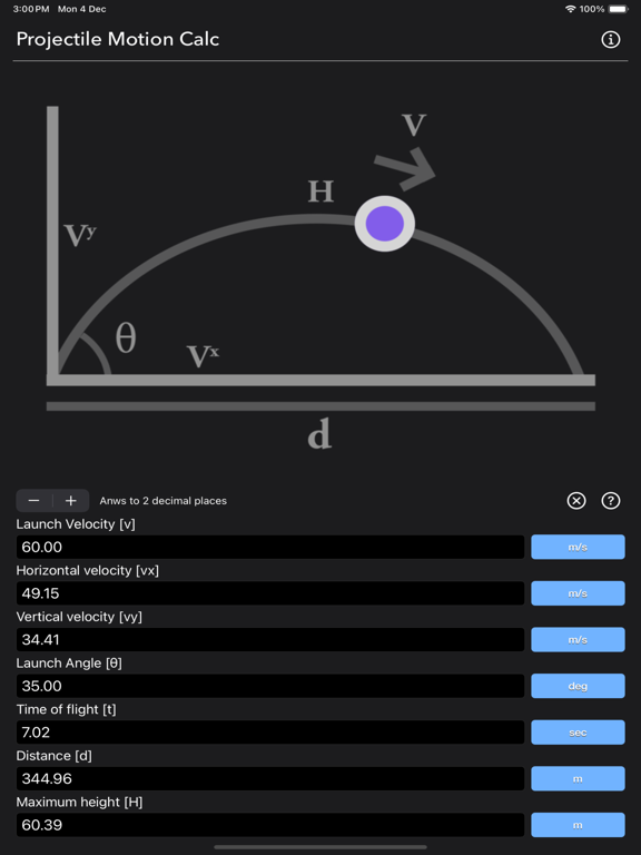 Projectile_Motion_Calc iPadOS App Screenshot 10
