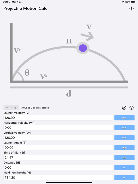 Projectile_Motion_Calc iPadOS App Screenshot 4