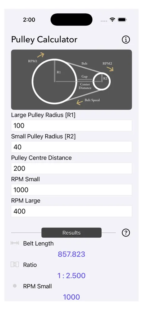 Pulley_Calculator iOS App Screenshot 1