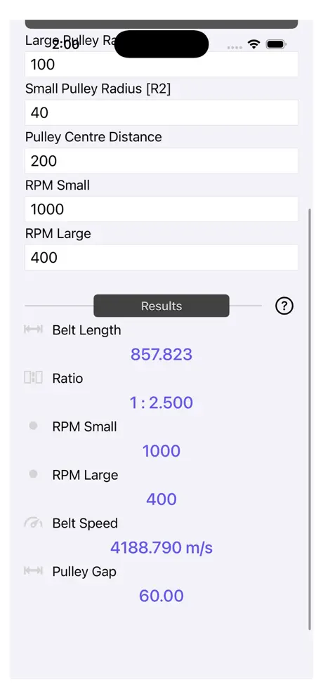 Pulley_Calculator iOS App Screenshot 2