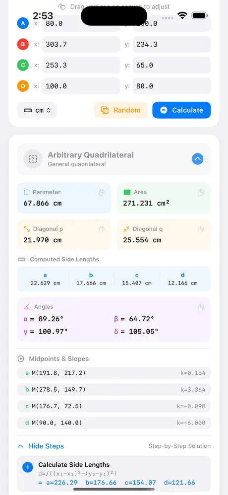 Quadrilateral_Calculator iOS App Screenshot 2
