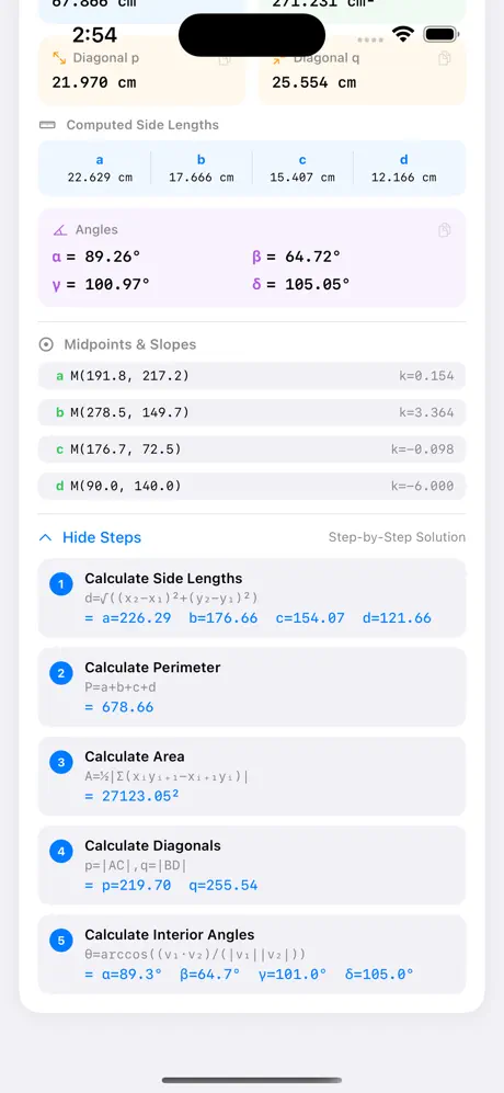 Quadrilateral_Calculator iOS App Screenshot 3