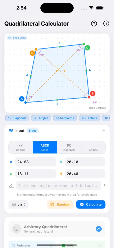 Quadrilateral_Calculator iOS App Screenshot 4