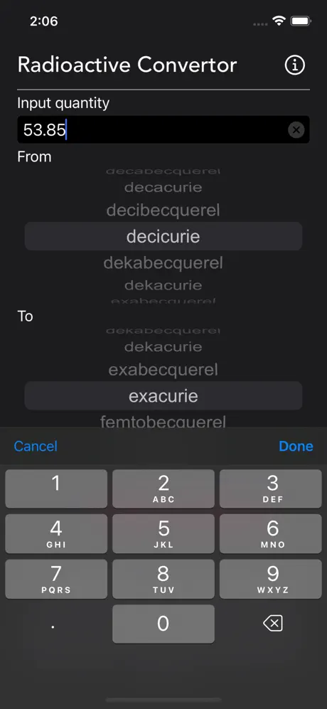 Radioactivity_Conversion iOS App Screenshot 2