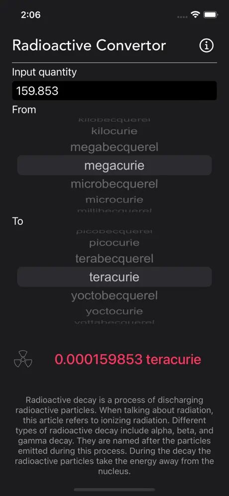 Radioactivity_Conversion iOS App Screenshot 4