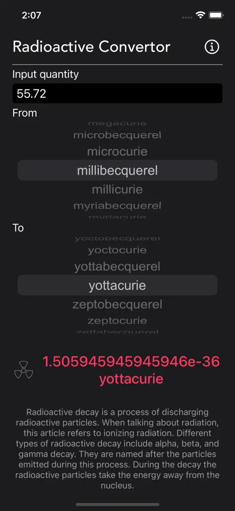 Radioactivity_Conversion iOS App Screenshot 5