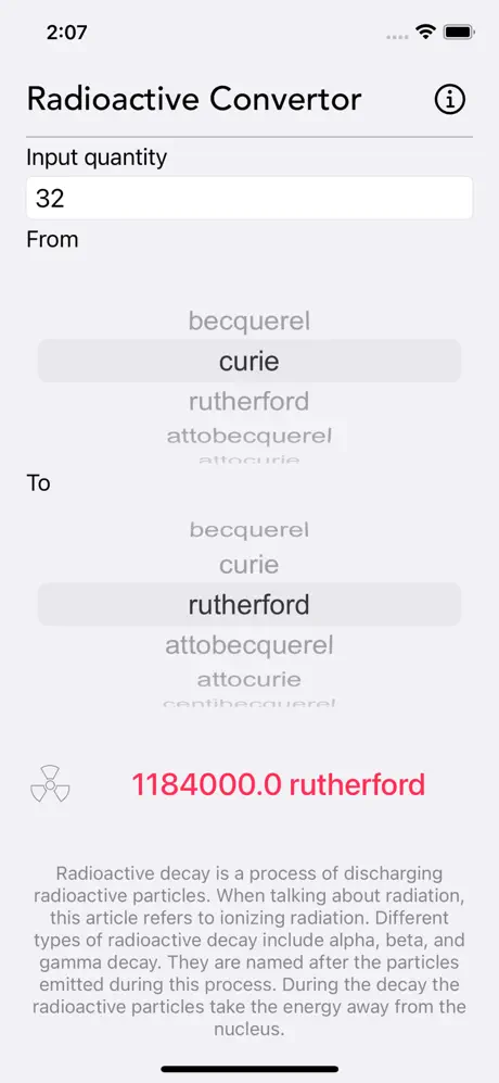 Radioactivity_Conversion iOS App Screenshot 6