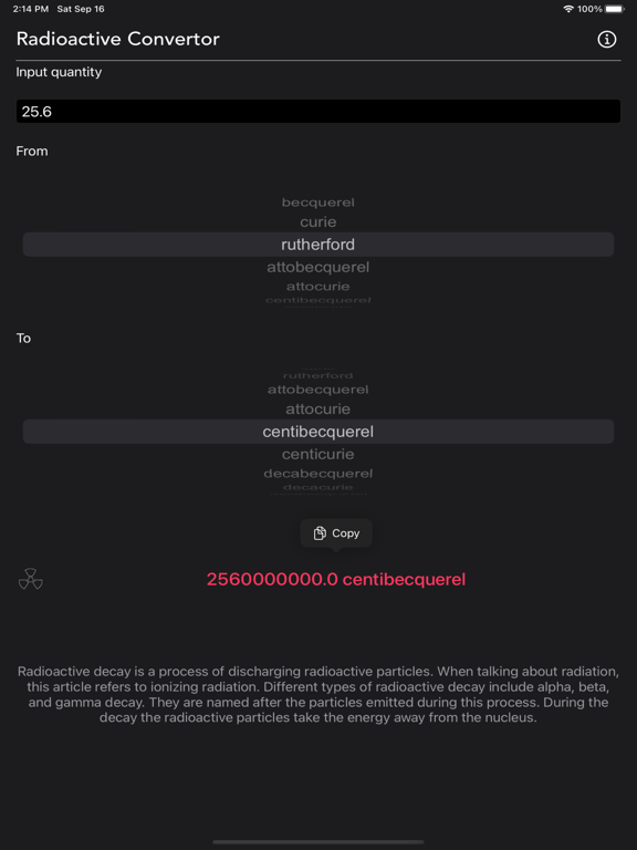 Radioactivity_Conversion iPadOS App Screenshot 2