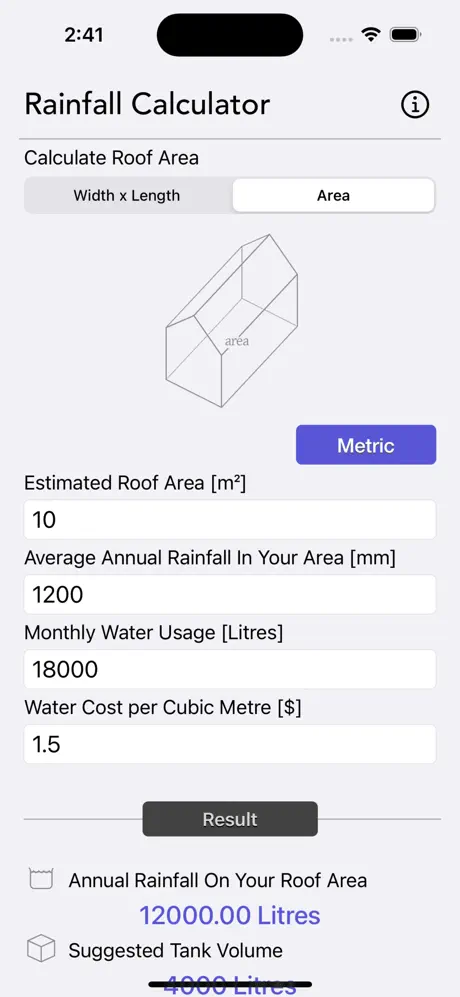 Rainfall_Calculator iOS App Screenshot 1