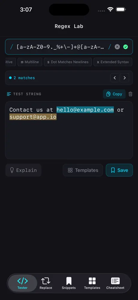 Regex_Lab iOS App Screenshot 1