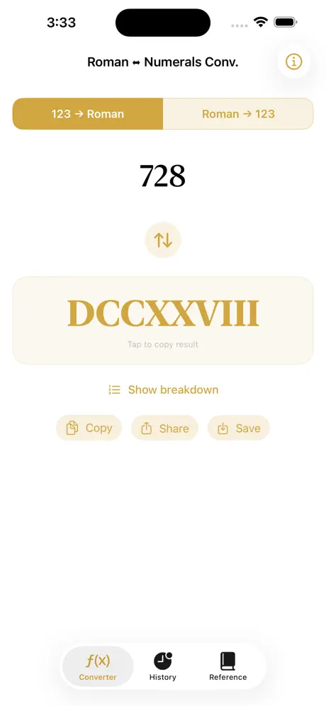Roman_Numerals_Converter_Plus iOS App Screenshot 1